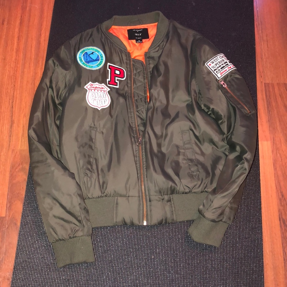 Green and orange jacket.